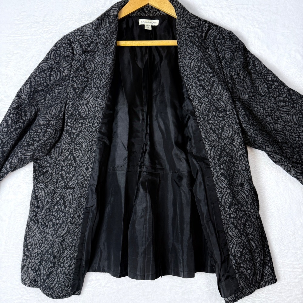 Coldwater Creek Black Gray Lace Pattern Button Front Blazer Jacket Size 20‎ - Picture 3 of 14